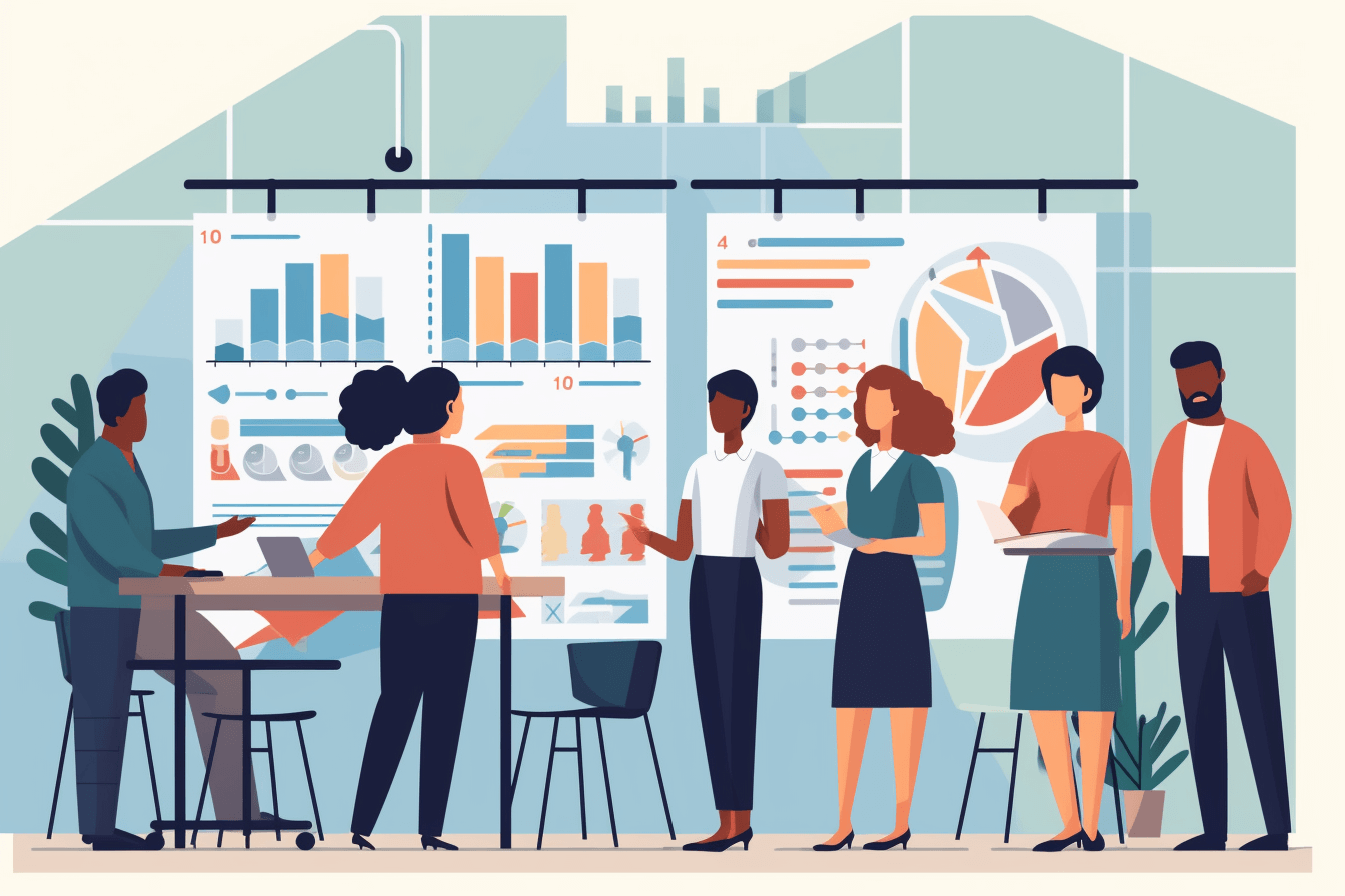 Grupa ludzi dyskutuje o budżetowaniu