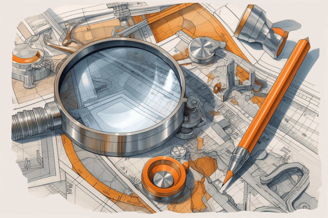 Ilustracja szkła powiększającego nad mapą