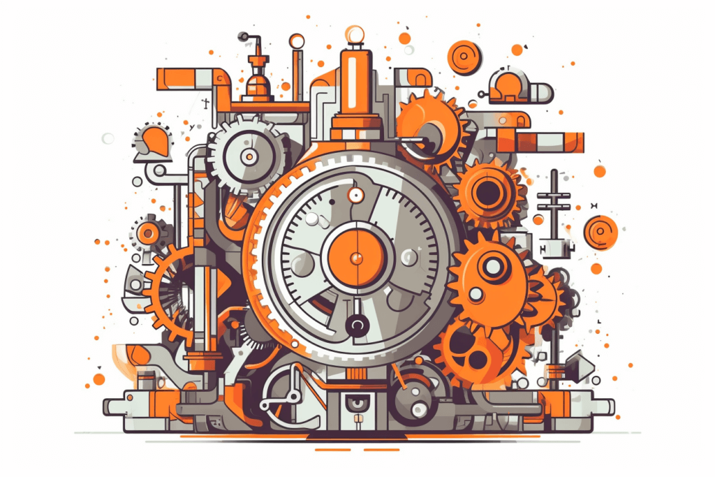 Rysunek kół zębatych w dobrze działającej maszynie